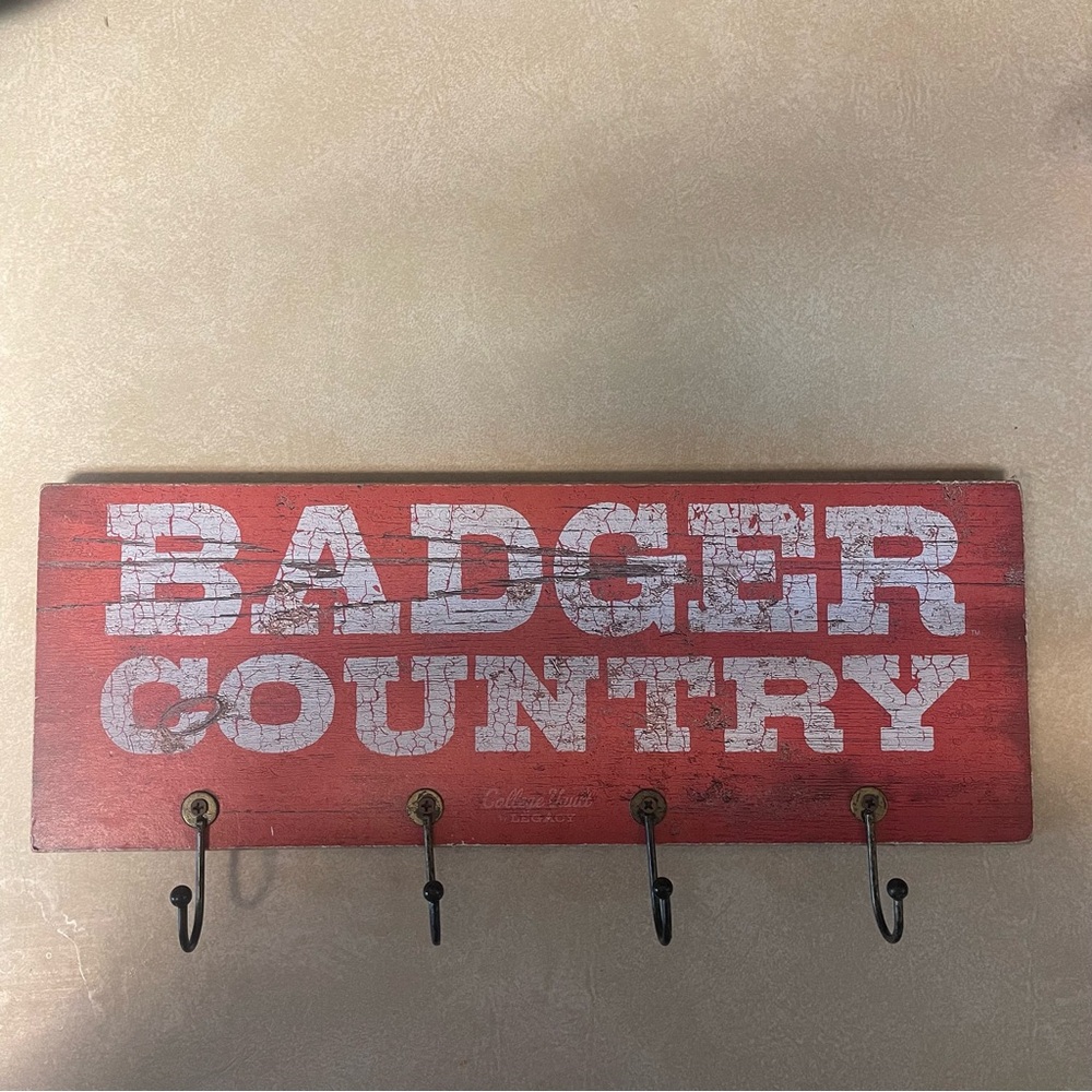 Badger Country Distressed Key Hook Sign - Picture 1 of 6